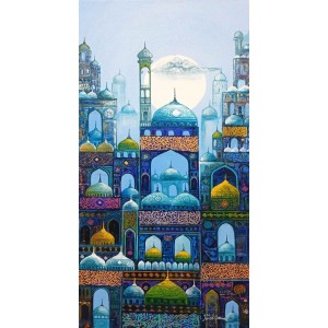 Javed Qamar, 12 x 24 inch, Acrylic On Canvas, Cityscape Painting, AC-JQ-283